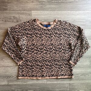 Apt 9 Women’s Crewneck Animal Print Sweater Black Brown Tan Leopard Cheetah XL